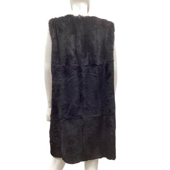 Genuine Rex Rabbit Fur Vest Unisex Size L Super Soft Black Gorgeous - Picture 4 of 4